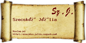 Szecskó Júlia névjegykártya