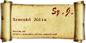 Szecskó Júlia névjegykártya