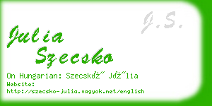 julia szecsko business card